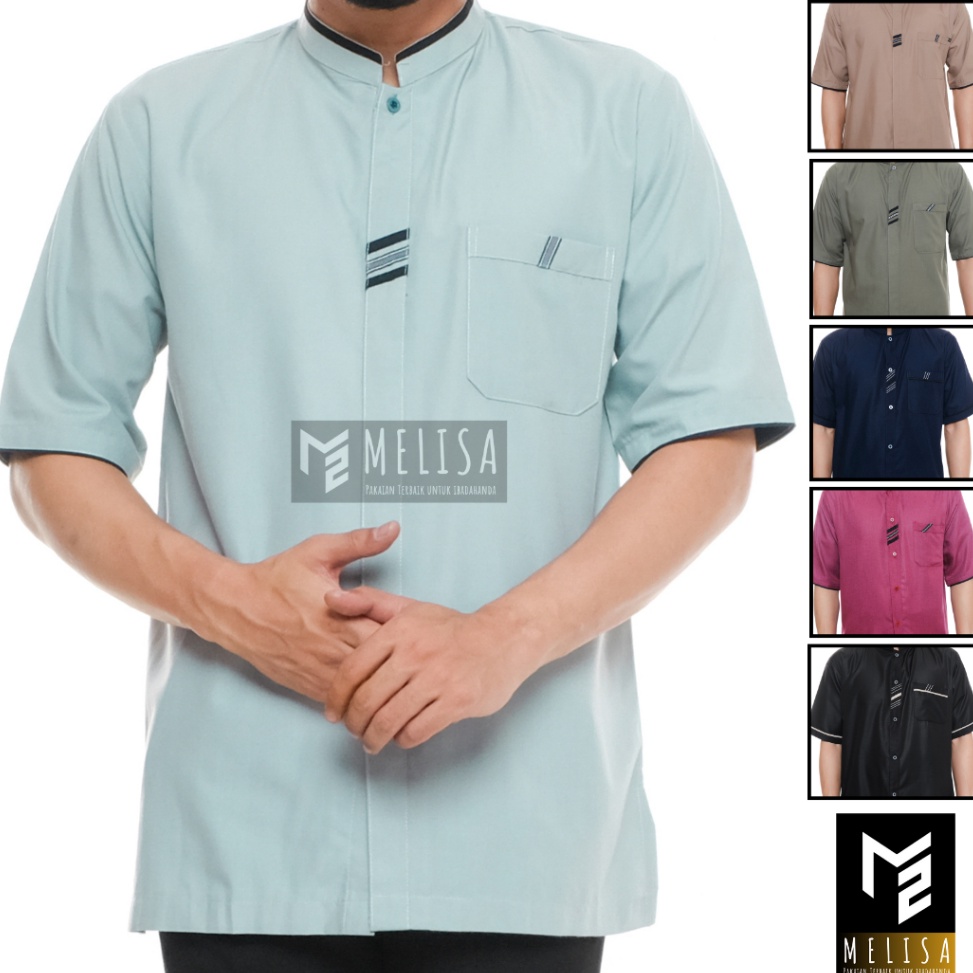 55NEW STOCK Baju Koko Pria Kemko Lengan Pendek Bahan Katun Linen Kemeja Koko Motip Simpel Dan Elegan