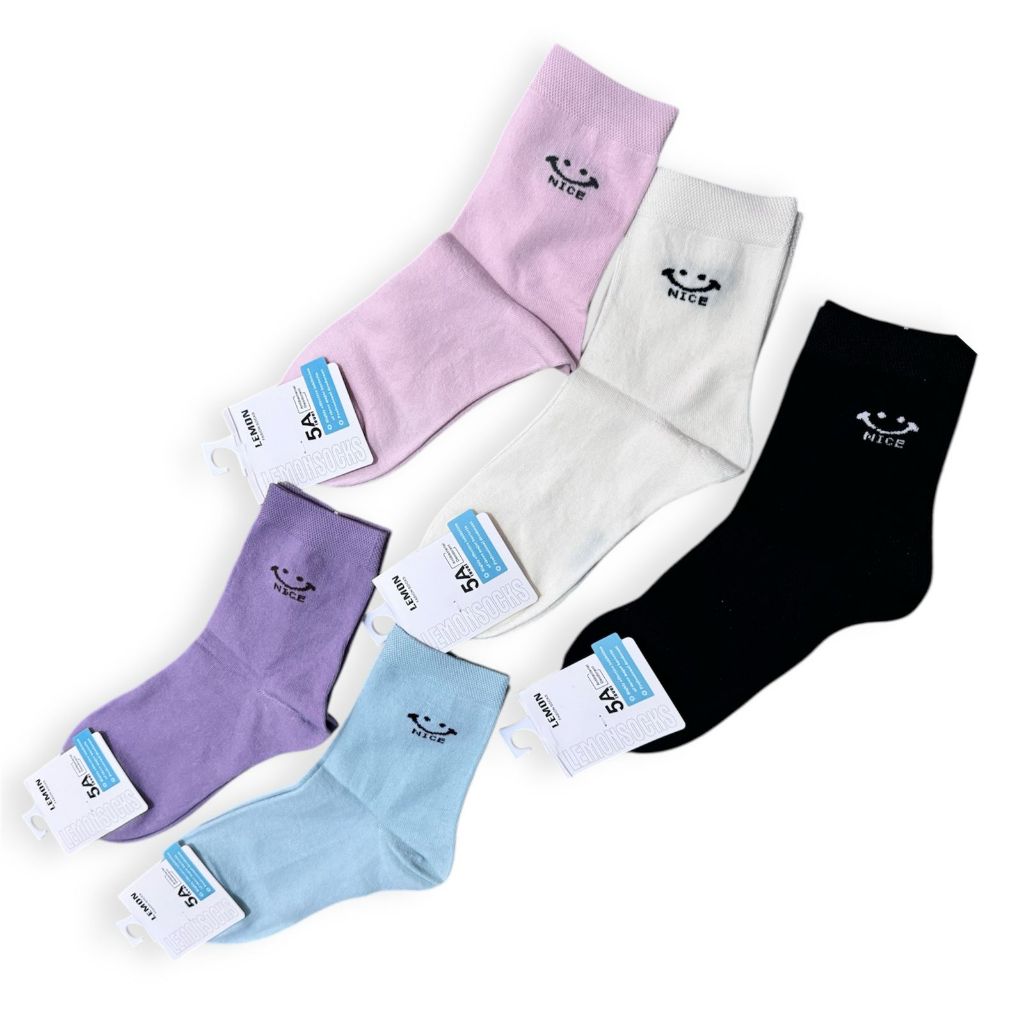 ALZURA - PAKET 3 PASANG - Kaos Kaki Pria Wanita Korean Style - Kaos Kaki Catton Import - Smile Tebal