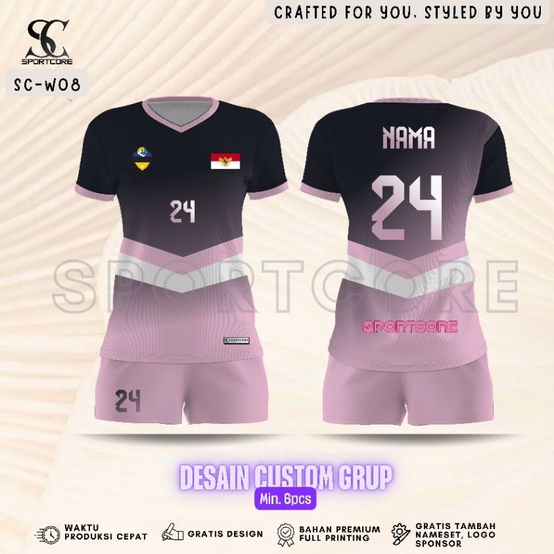 Jersey Voli Cewek Fullprinting Custom Nama Nomer
