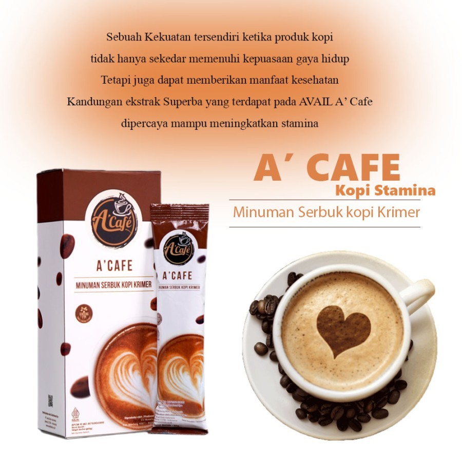 

Minuman Bubuk Kopi Avail A'Cafe Krimer Sehat Herbal 1box isi 5 sachet