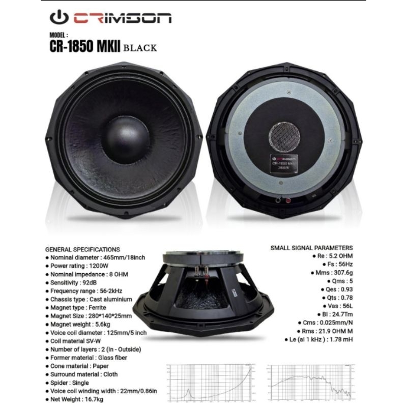 Speaker Komponen Crimson CR 1850MKll/ CR1850 MKll 18 Inch ( DAUN KULIT JERUK DAN COATING)