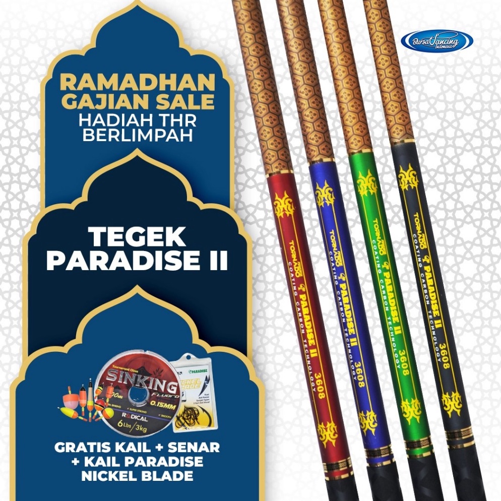55READY Joran Tegek Paradise II Gratis 3 Hadiah Coating Carbon Handle Anti Slip Kuat
