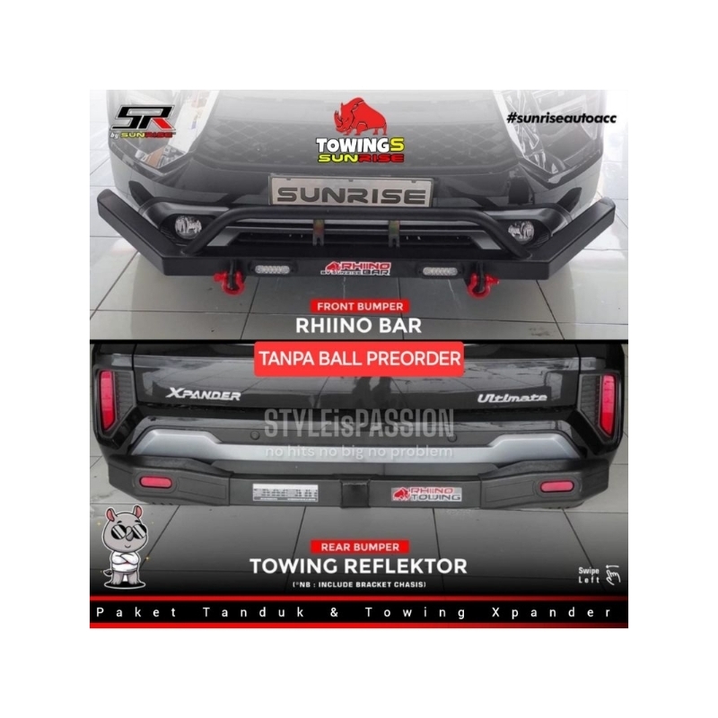 Bumper Besi Depan Belakang Mitsubishi Xpander Exceed Ultimate GLS GLX Tanduk Rhiino Bar Reflektor