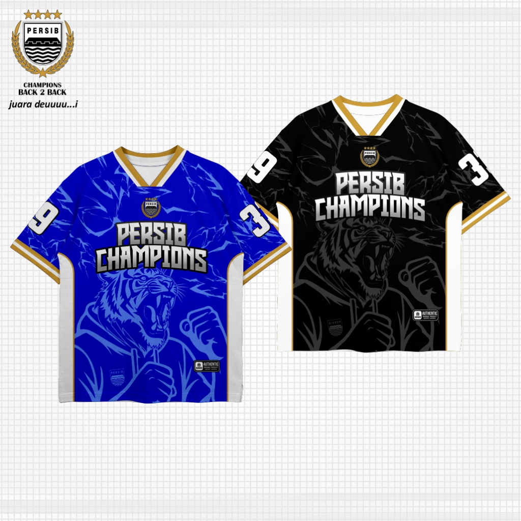 ersey Persib Juara 2025 Persib Champions / Baju Persib / Bobotoh / Atasan Pria / Jersey Vintage