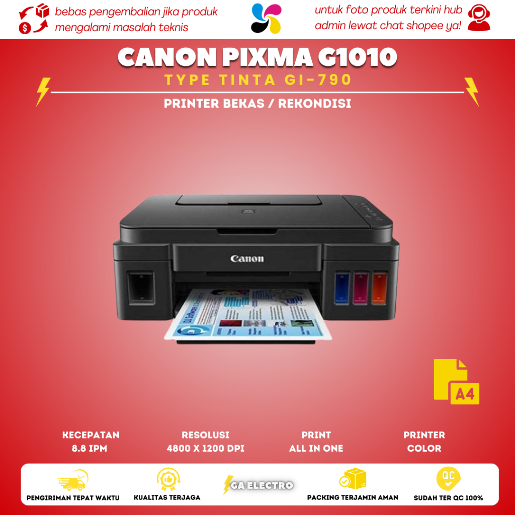 printer foto inkjet Canon pixma g1010 bekas