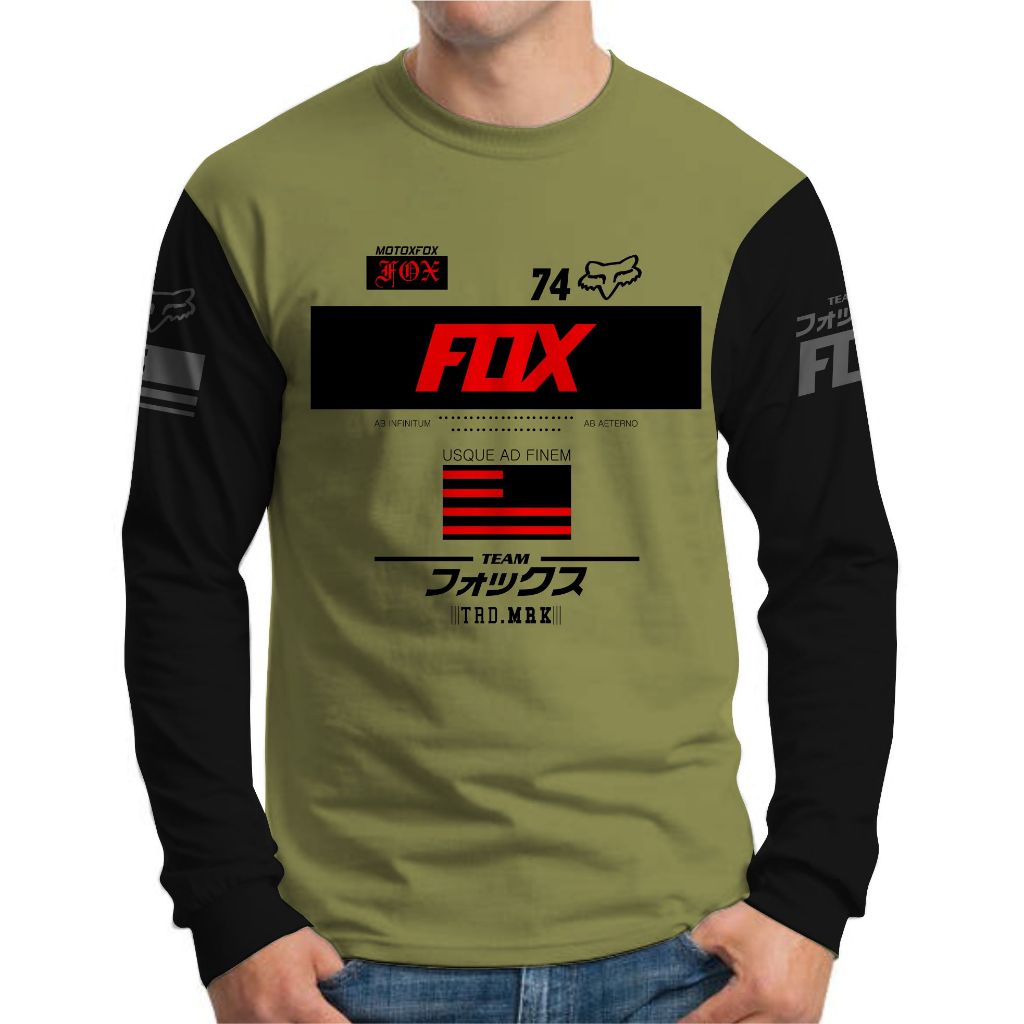 Kaos Lengan Panjang Pria Raglan Racing Motorcross Trail Offroad Mxgp Supermoto