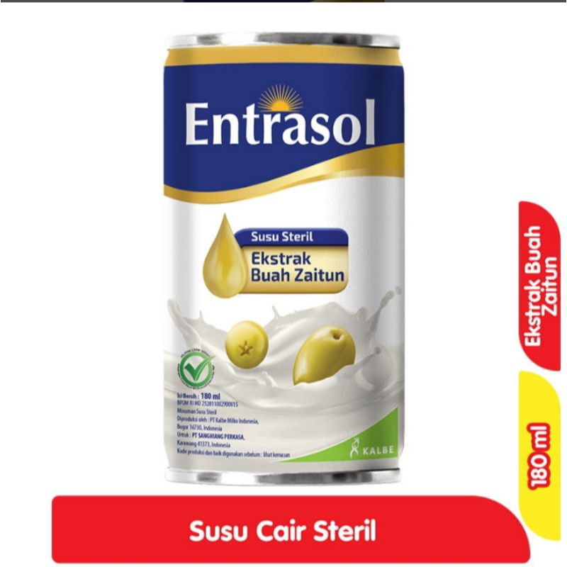 

Entrasol Susu Cair Steril Extrak Buah Zaitun Kaleng 180ml