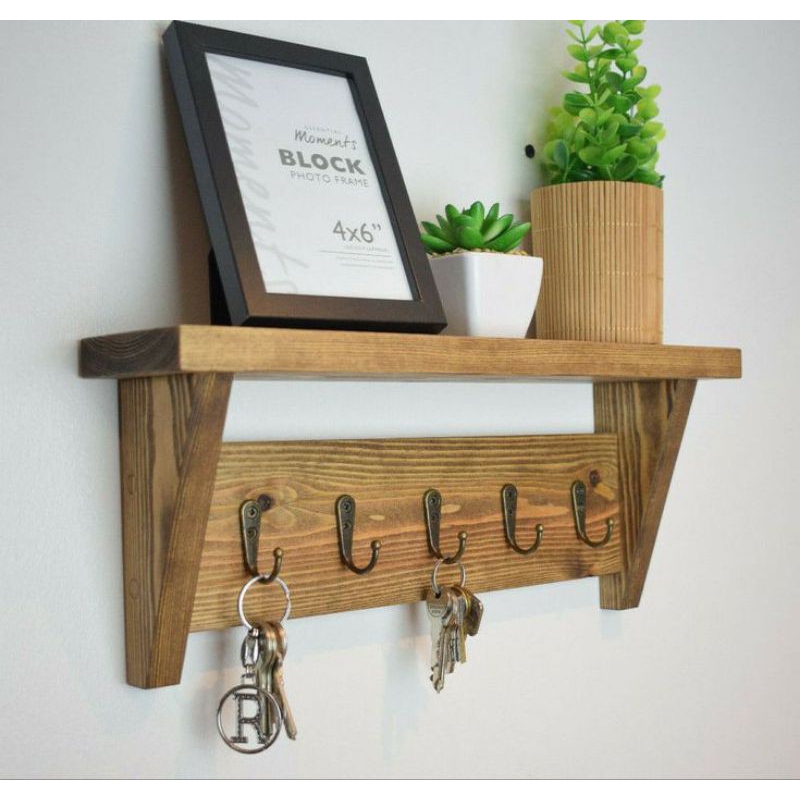 Rak Tempel dinding minimalis,Rak Tempat gantungan kunci/baju/handuk/Tas/ Dll.