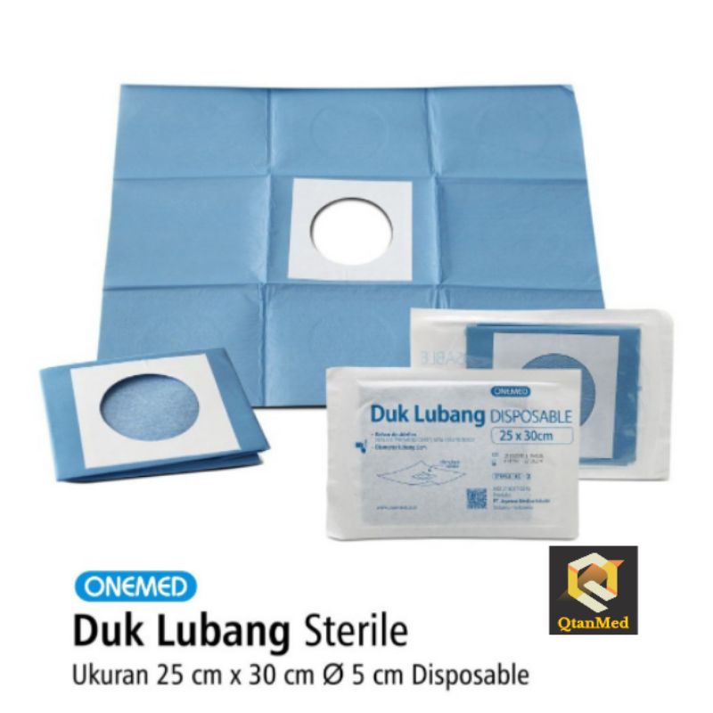 Duk Lubang Steril 25cm x 30cm Onemed / Duk Bolong Steril Untuk Tindakan Khitan Sunat