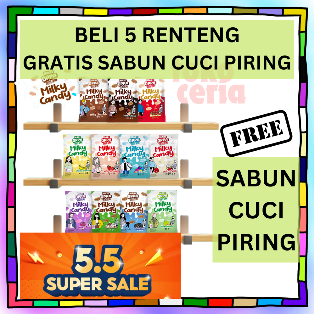 

[BELI 5, FREE SABUN] MariOppa Milky Candy - Permen Rasa Susu Buah renteng