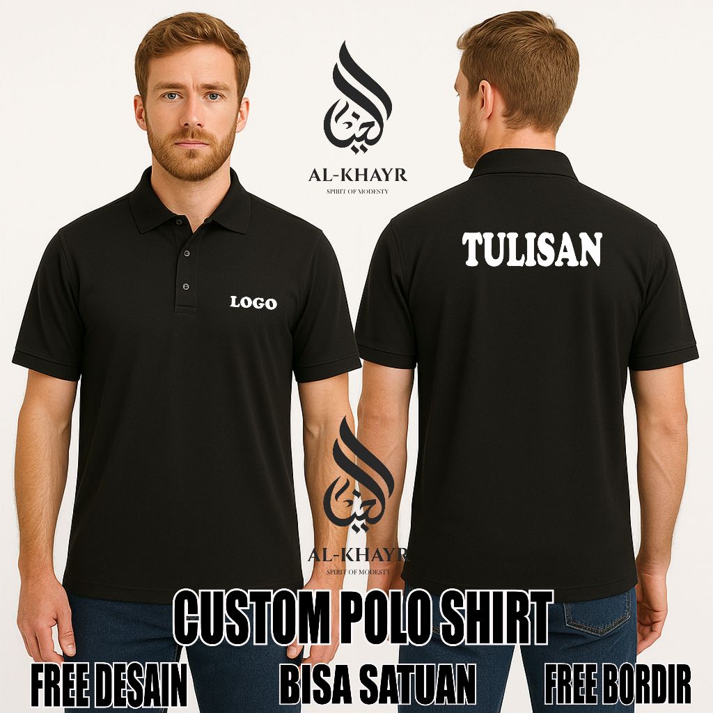 Alkhayr / Bisa Satuan / Kaos Polo Shirt Custom / Kaos Kerah Custom Bordir / Free Desain Bebas Suka2
