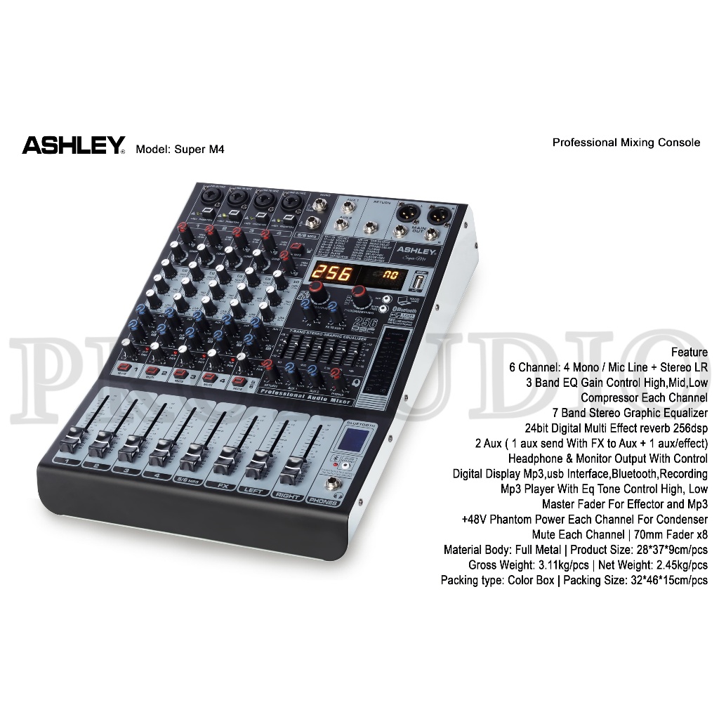 Mixer Ashley Super M4 / M 4 / M 4 + Compressor Original 6 Channel Effect Reverb 99 Dsp