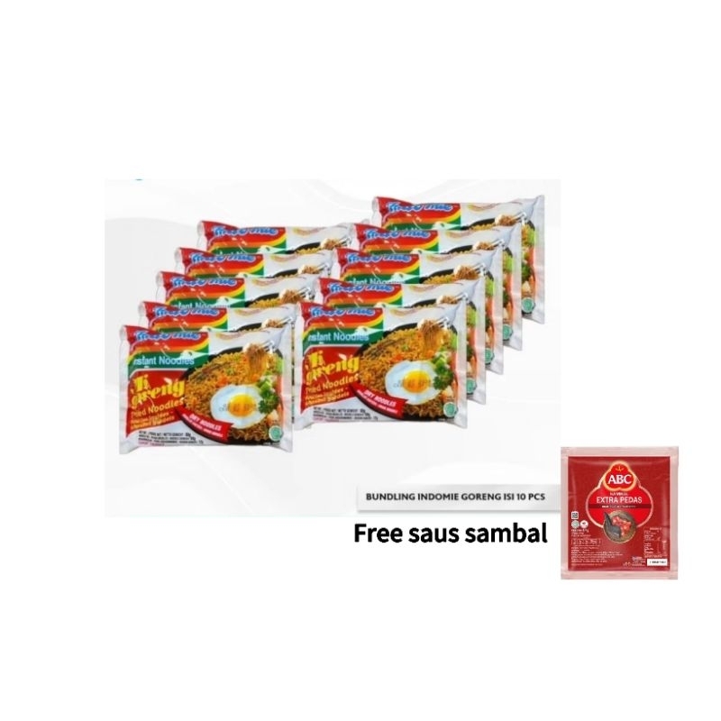

Indomie goreng isi 10 pcs (free saus sambal abc 15 gr)