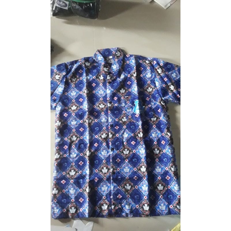 seragam batik rahayu warna biru untuk SD dan SMP