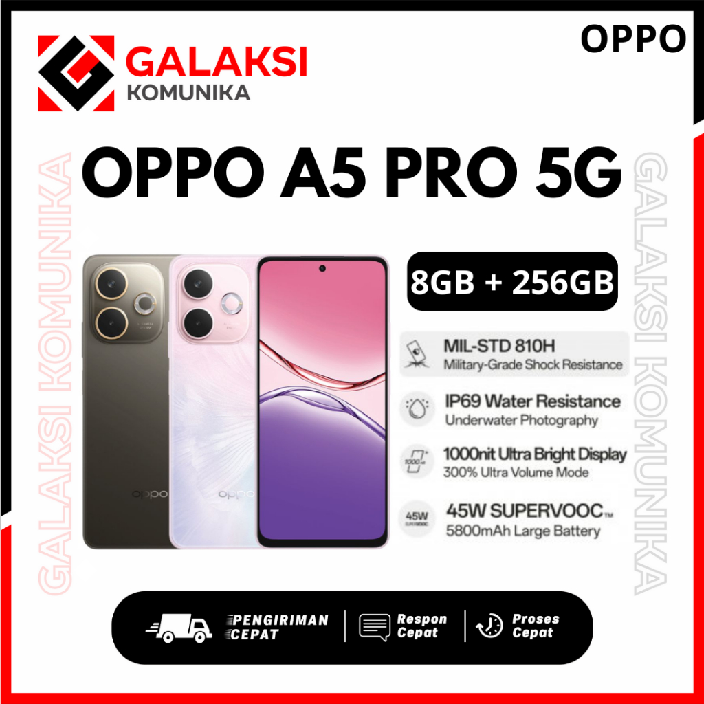 OPPO A5 Pro 5G 8GB/256GB AI Linkboost 2.0 HP Terbaru 2025 Garansi Resmi Oppo Indonesia