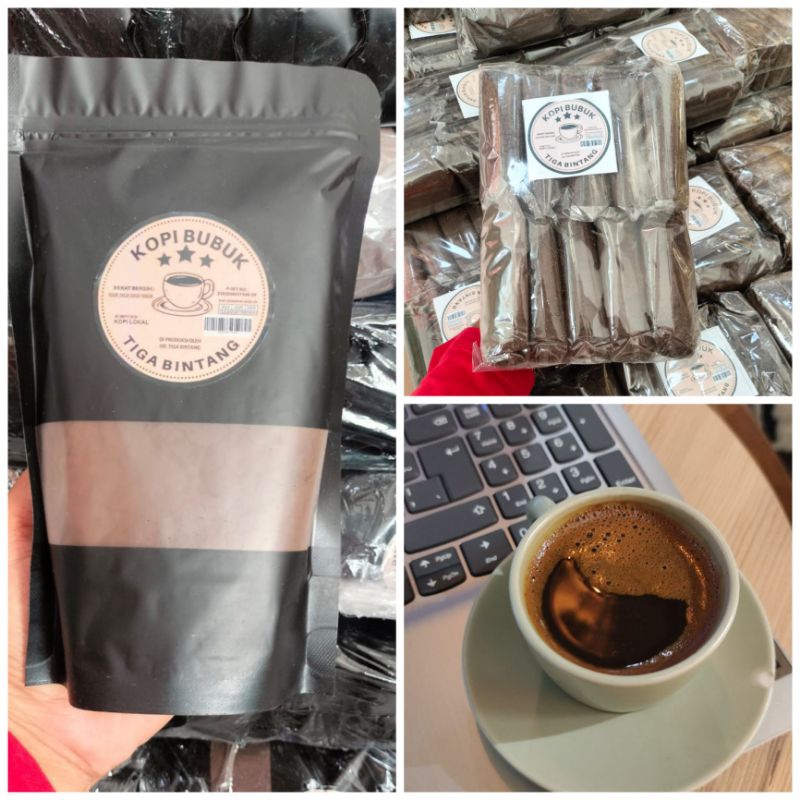 

Kopi Bubuk cap Tiga Bintang kopi hitam seduh nikmat