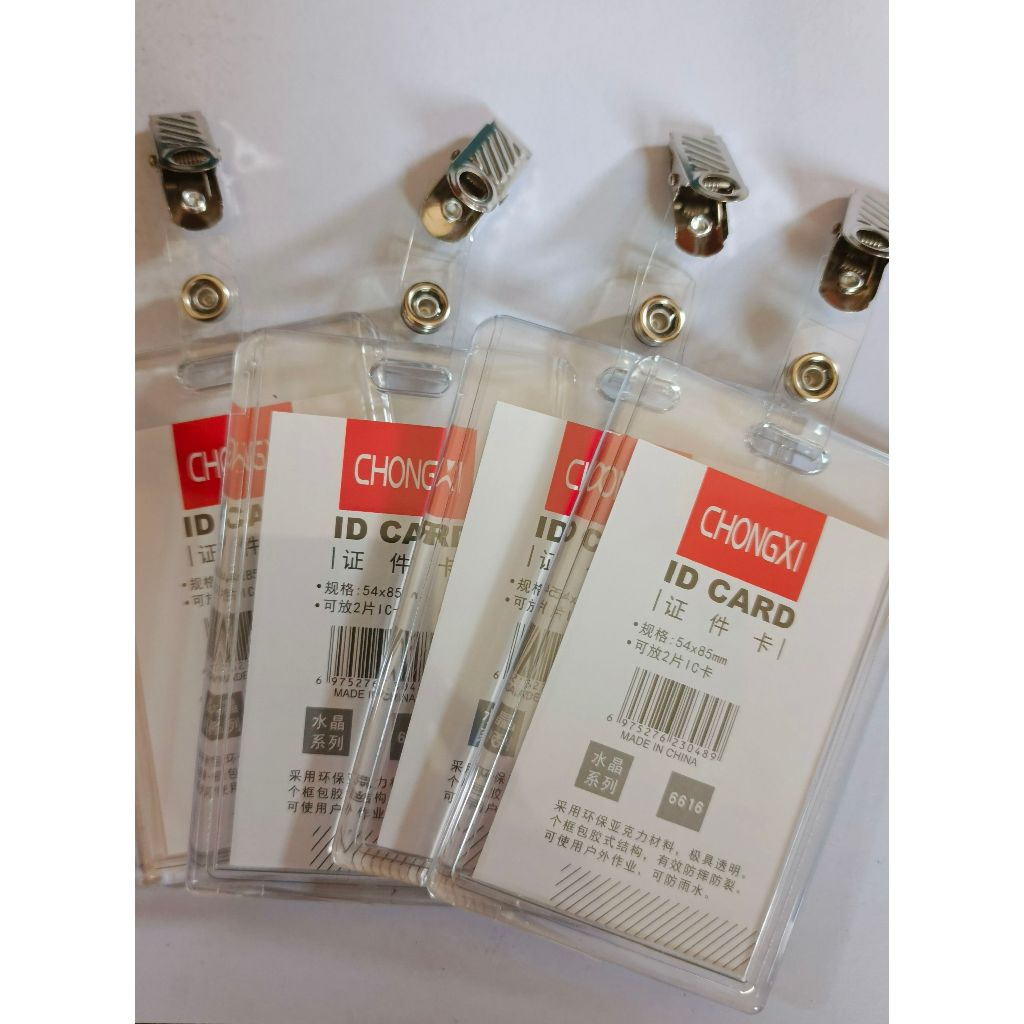 

Card Holder Akrilik Bening Tebal Muat 2 Slot Kartu dan Penjepit Besi