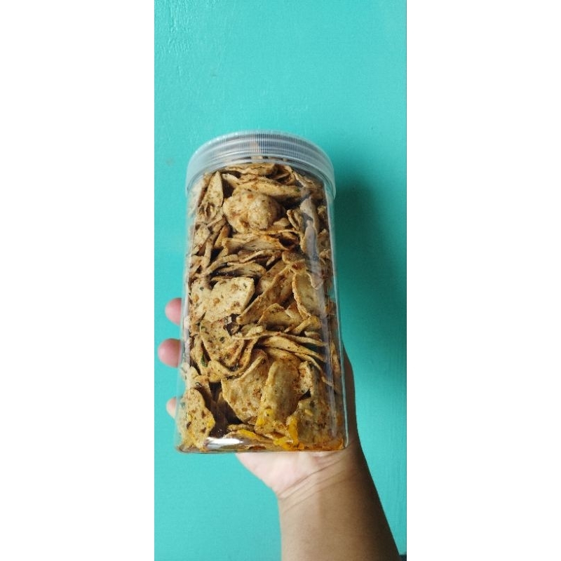 

Basreng pedas daun jeruk toples 1000ml