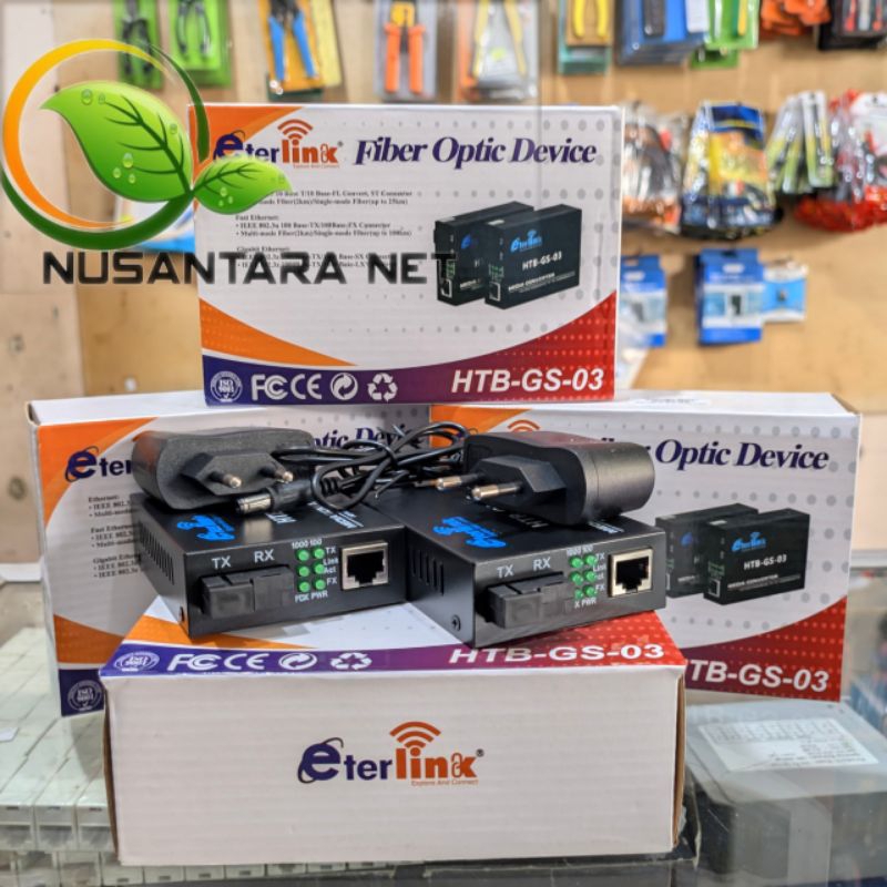 HTBGS AB Eterlink 1000Mbps Single Mode Converter Fiber Optical - HTBGS Eterlink