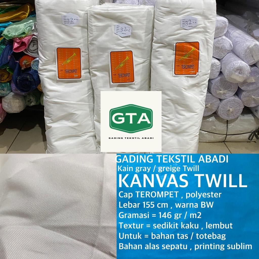 ( per 1 roll ) kain KANVAS TWILL cap TEROMPET lebar 155 cm canvas polyester grey greige blacu belacu