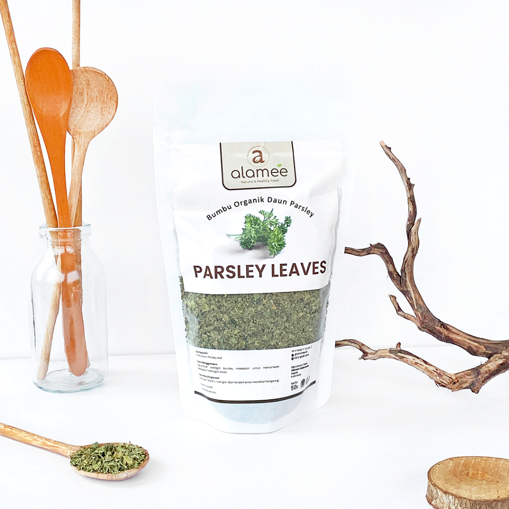 

ALAMEE Daun Parsley Kering Dried Persley Flakes Peterseli Leaves Bumbu Dapur Garnish Organik 50gr