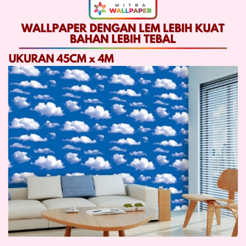 Wallpaper Sticker Plafon Motif Awan Biru Langit