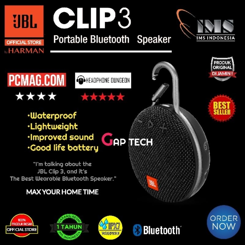 JBL Clip 3 / Clip3 Portable Waterproof Wireless Bluetooth Speaker Original