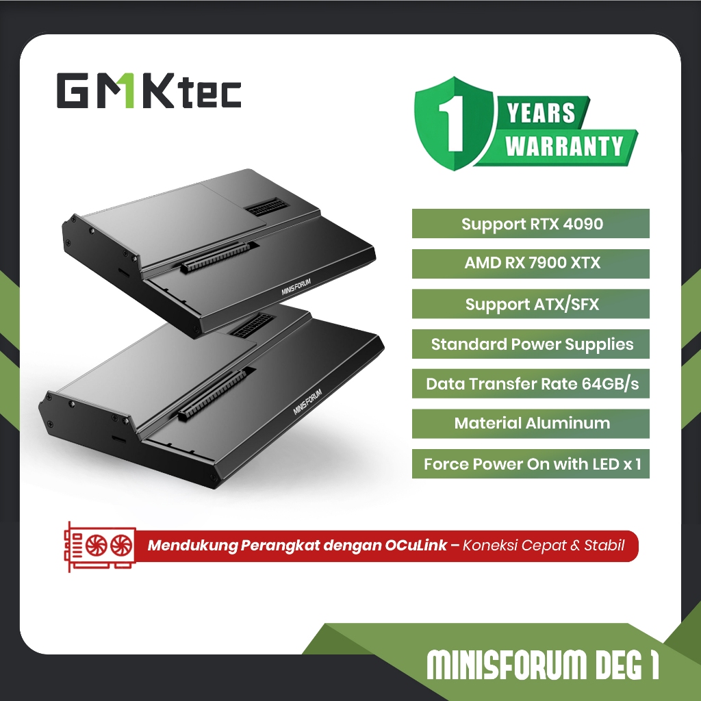 EXSTERNAL VGA Minisforum Deg1 Mini eGPU Enclosure for RTX 4090, AMD RX 7900 XTX Oculink Port