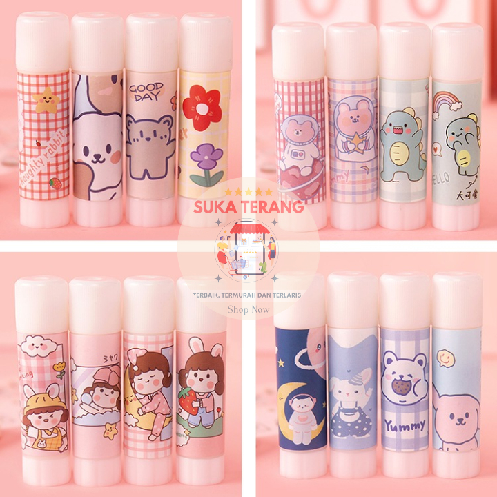 

ST Lem Perekat Kertas Padat Glue Stick Lem Stik Batang Putar Sekolah Kantor Motif Lucu