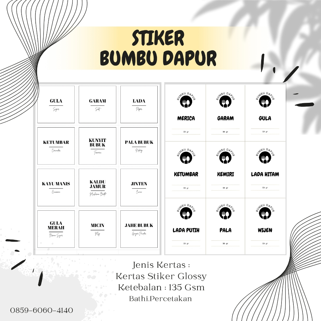 

STIKER BUMBU DAPUR - BAHAN DAPUR 4x4 cm