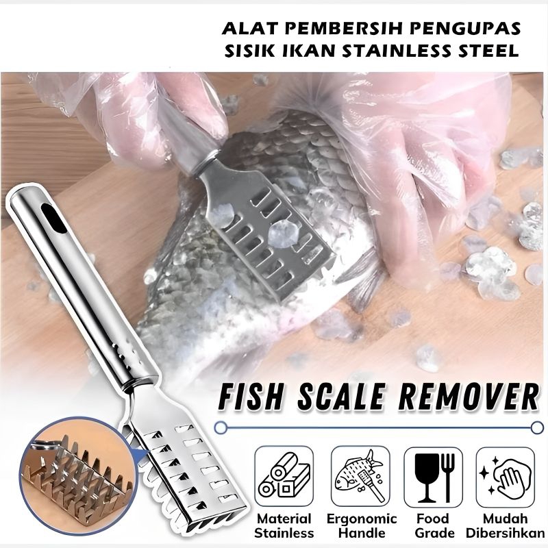 Alat Pembersih Sisik Ikan Stainless Steel / Pisau Pengupas Sisik Ikan Praktis Cepat
