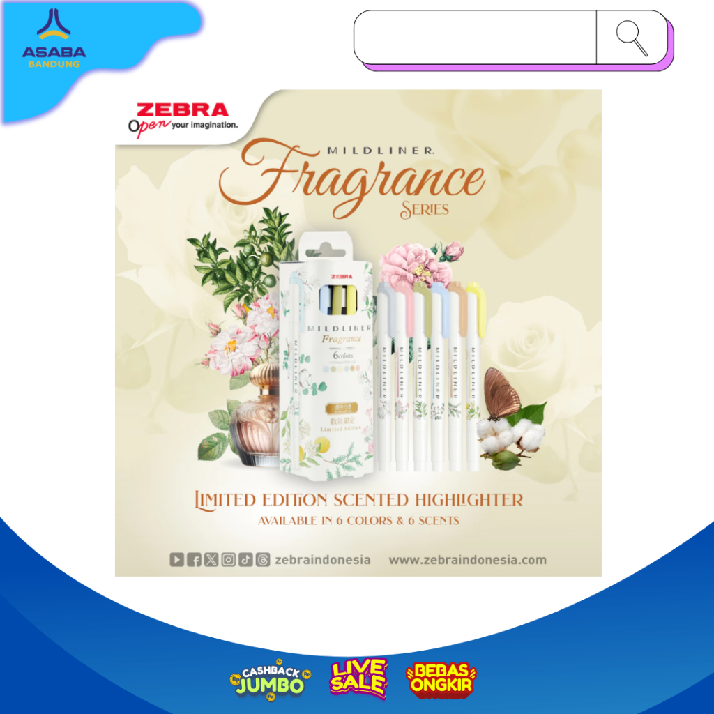 

Zebra highlighter Dual Tip Mildliner Limited Edition Fragnance Series - Isi 6 Pcs
