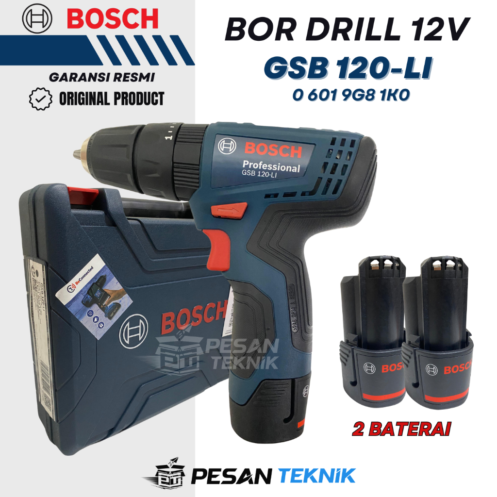 Mesin Bor baterai 12V BOSCH GSB120LI Cordless Impact drill GSB120-LI 06019G81K0