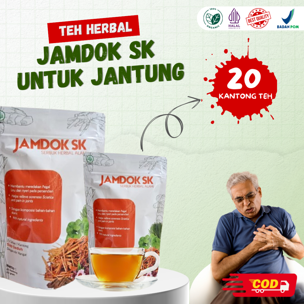 

Bantu Kurangi Risiko Gangguan Jantung Secara Alami – Teh Herbal Jamdok SK – 20 Kantong