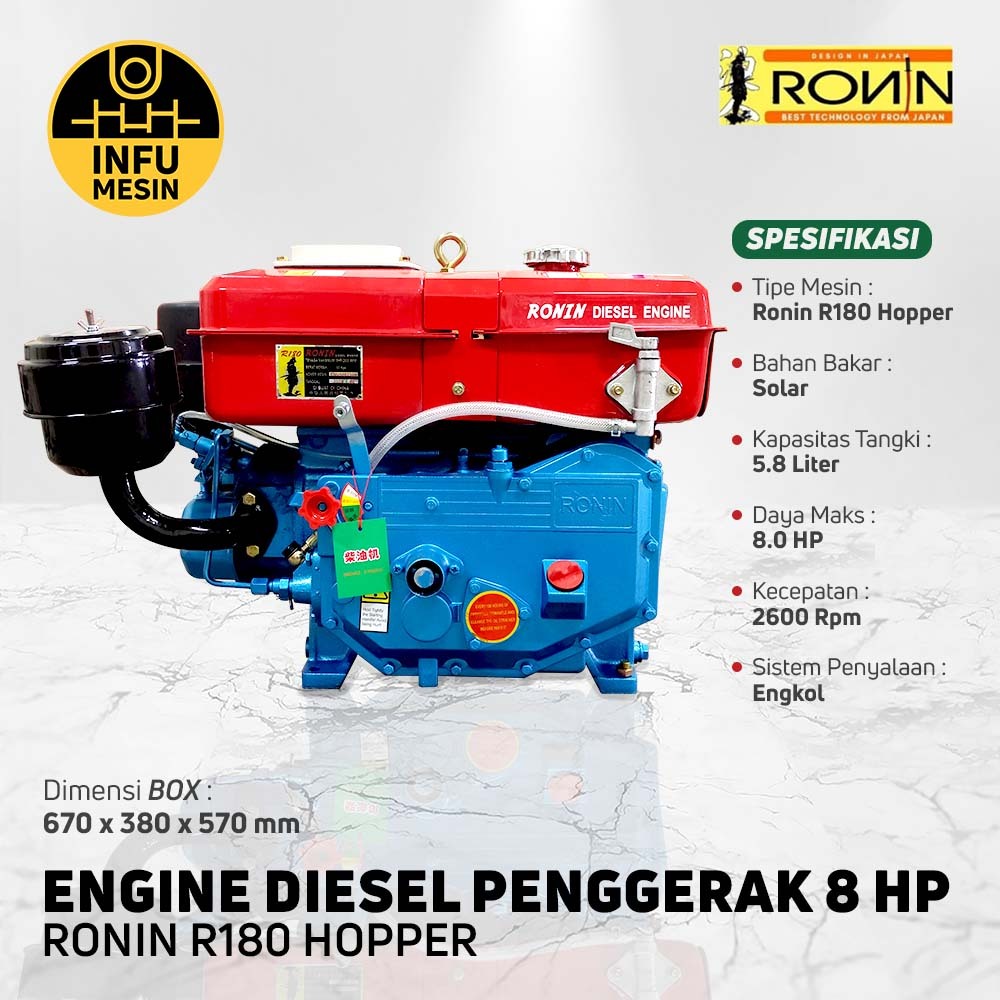 Engine Diesel Penggerak RONIN R180 HOPPER 8 HP