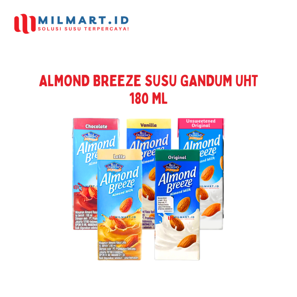 

ALMOND BREEZE SUSU GANDUM UHT CAIR 180ML ALMOND MILK CHOCOLATE/VANILLA/LATTE/ORIGINAL/UNSWEETENED