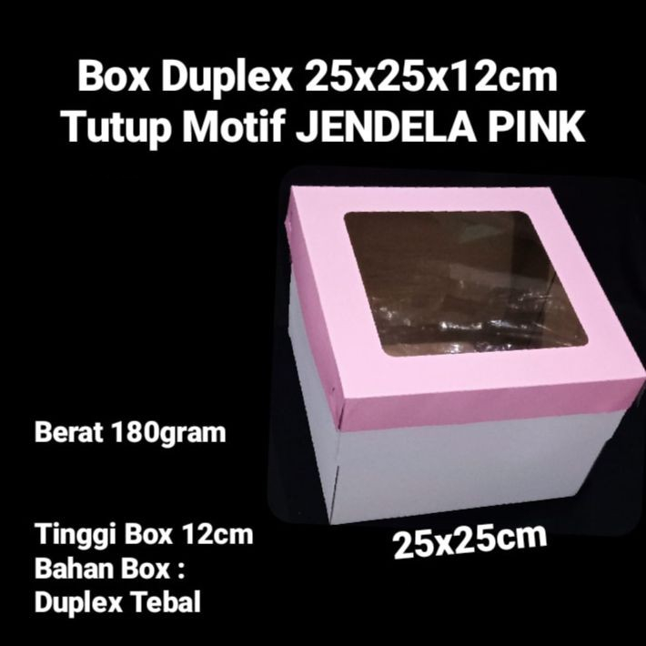 

Box Duplex Tebal Model Jendela Pink Dus Hampers Kue 25x25x12cm
