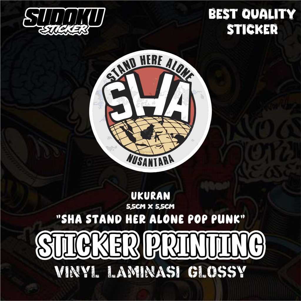 

STICKER STIKER PRINTING LOGO STAND HERE ALONE SHABAND POP PUNK VIRAL FYP AESTHETIC