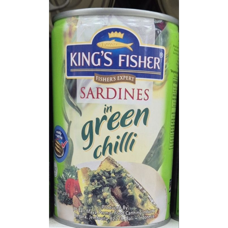 

Sarden Dalam Sambal Hijau KING'S FISHER Sardines In Green Chili 425g - HK.