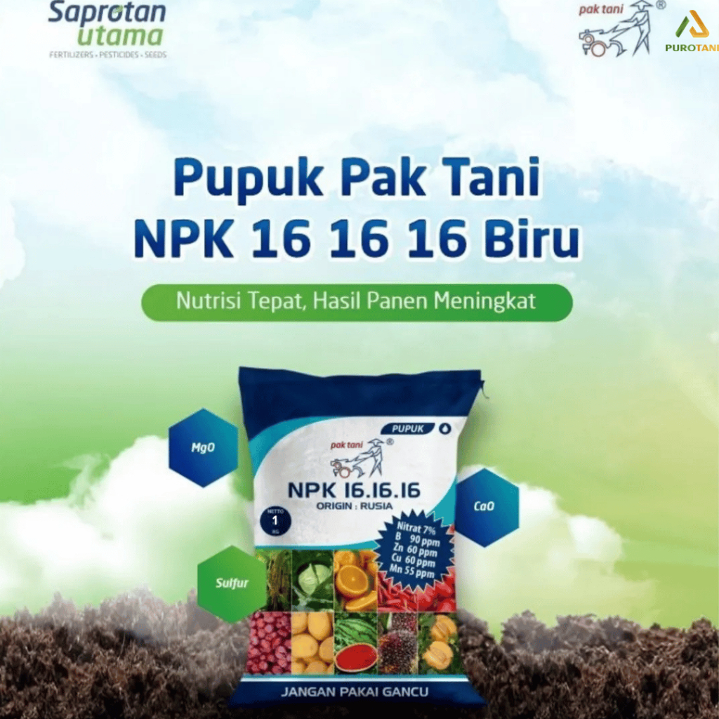 Pupuk NPK PAK TANI Mutiara 16-16-16 Penyubur Buah Bunga Daun