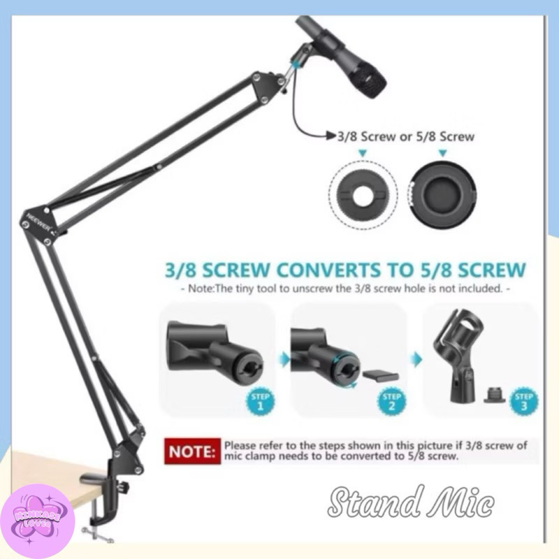 ARM STAND SUSPENSI MICROFON STAND MIC JEPIT MEJA / STAND LIPAT SUSPENSION MICROPHONE