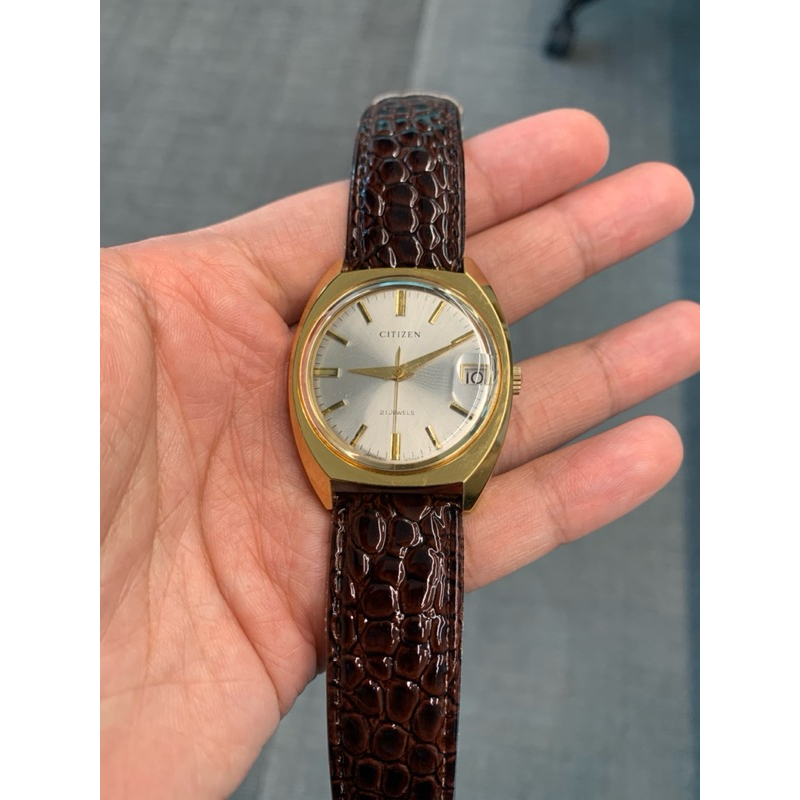 GOLD PLATING Citizen 21 Jewels Manual Winding Ref 4-180143T parawater kondisi mulus, jam tangan vint