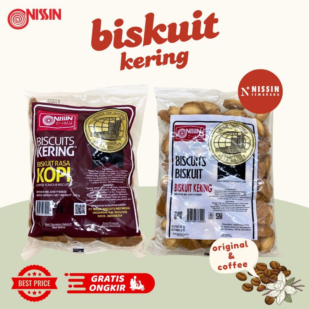 

Nissin Biskuit Kering varian : original dan kopi