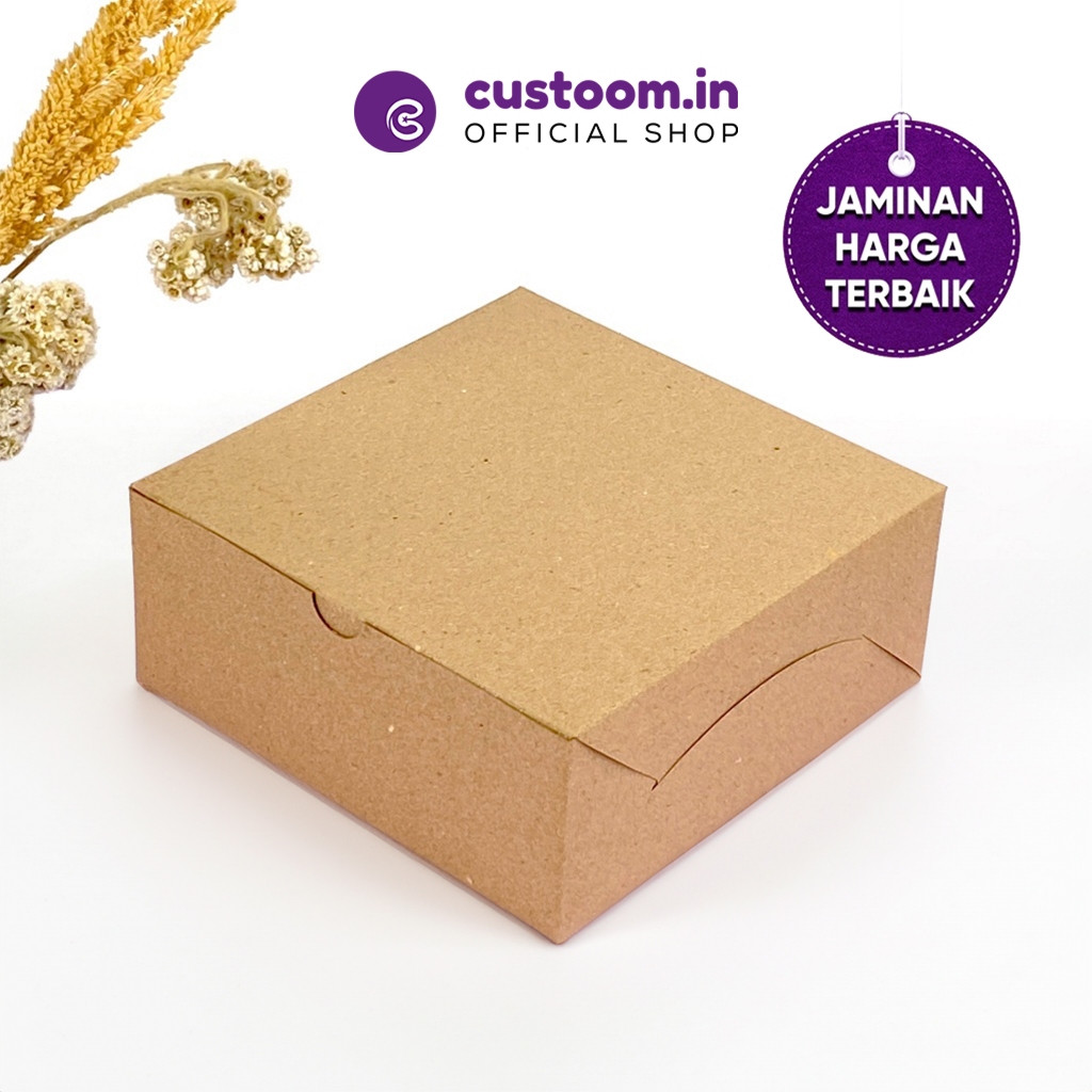 

1818TS Kotak Nasi (Ukuran 18x18x7,5 cm) #Model Tutup Sambung - Kardus Catering - Kotak Makanan | Custoom.in