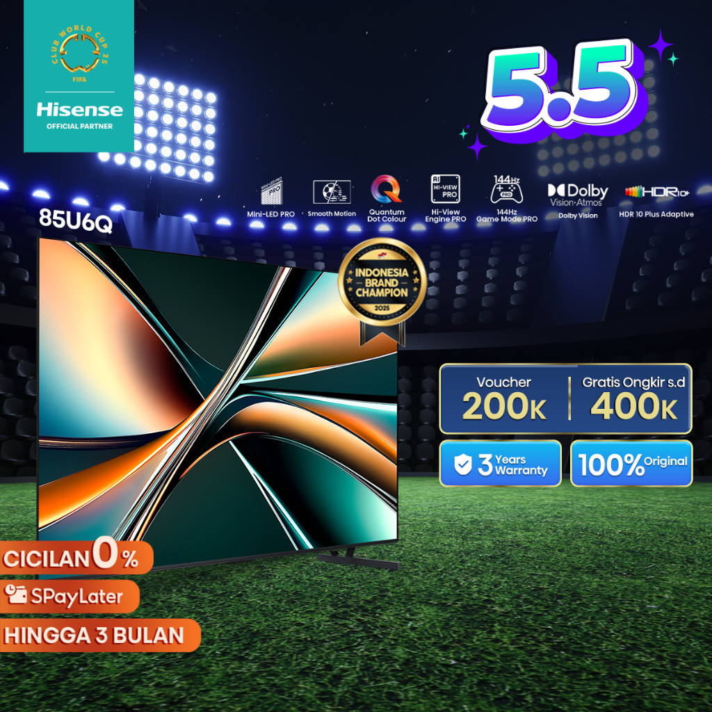 [New Generation 144Hz QD-Mini LED] Hisense 85 inch - 85U6Q - 4K QD-Mini LED TV - 144Hz Game Mode Pro