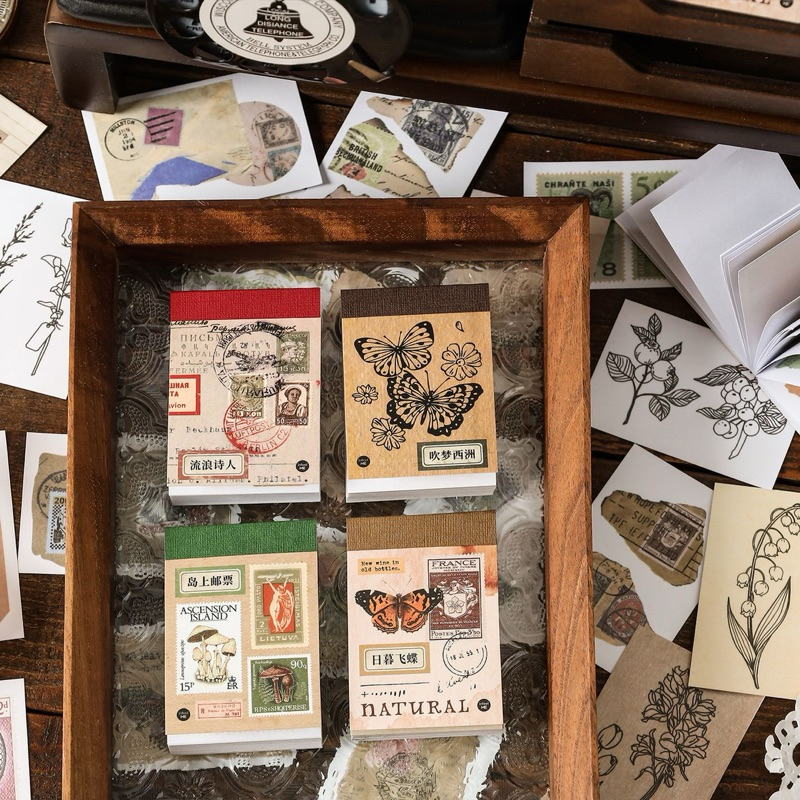 

[B901] Infeel.me Buku Stiker Kertas Jepang Seri Gunung dan Laut Buku Catatan Tanaman Retro Bahan Dekorasi Dasar DIY