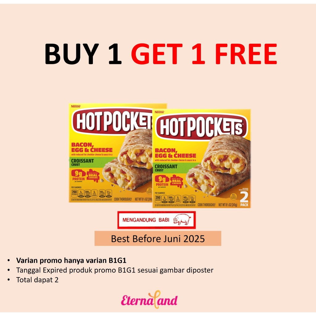 

Hot Pockets Bacon, Egg & Cheese - impor USA (NON HALAL)