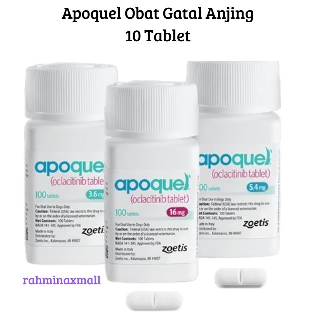 [10 Tablet] Apoquel Obat Gatal Anjing | Obat Anti Gatal Anjing / Hewan (Tablet 3,6mg I 5,4mg I 16mg)