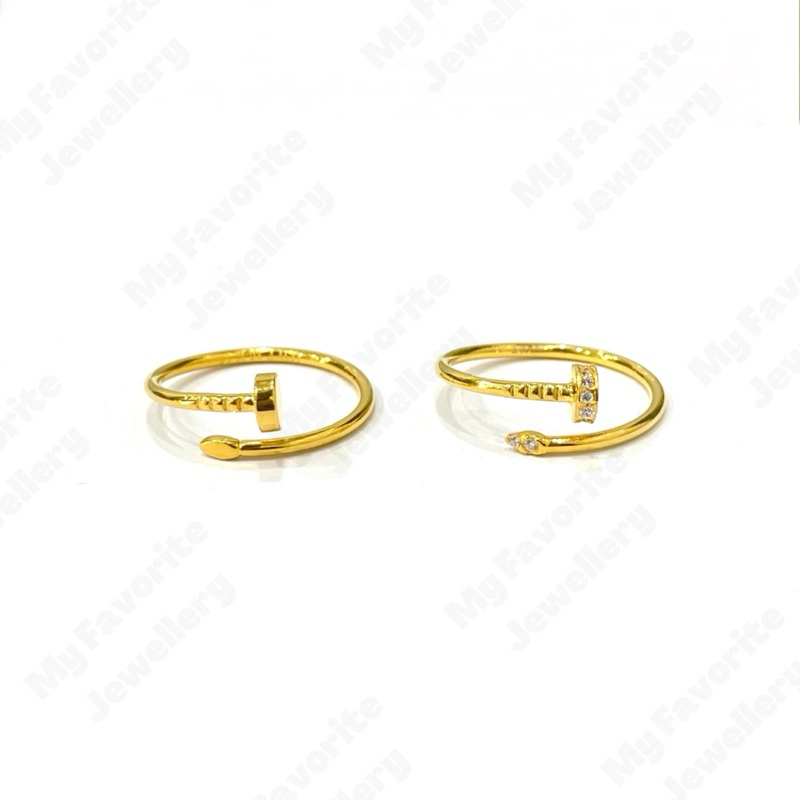 Cincin Silang Paku Uk14 Uk17 Uk16 Uk18 Cincin Emas Asli Kadar 700 dan 875