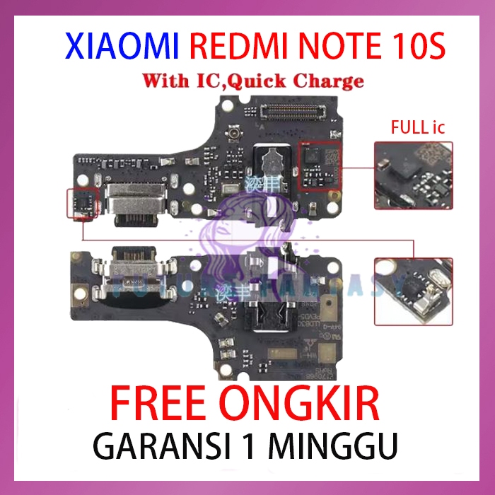 Xiaomi Redmi Note 10s Support Fast Charging Ori Flexible Charger + ic Flexibel Conektor Konektor Cas